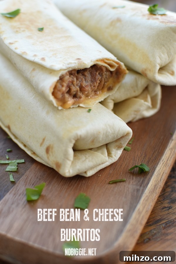 Loaded Beef, Bean & Cheese Burritos with Homemade Salsa 2 beef bean and cheese burritos