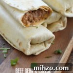 Loaded Beef, Bean & Cheese Burritos with Homemade Salsa 6 beef bean and cheese burritos
