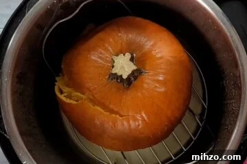 Pressure Cooked Pumpkin inside inner pot.