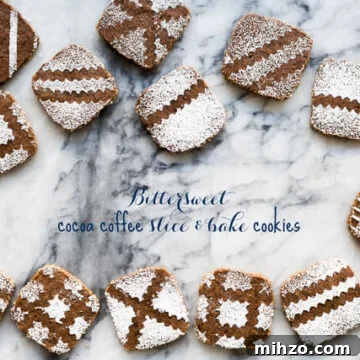 Bittersweet cocoa coffee slice and bake cookies