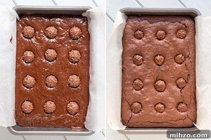 Ferrero Rocher Brownies with Silky Milk Chocolate Ganache 4 ferrero-rocher-brownies-prep-collage