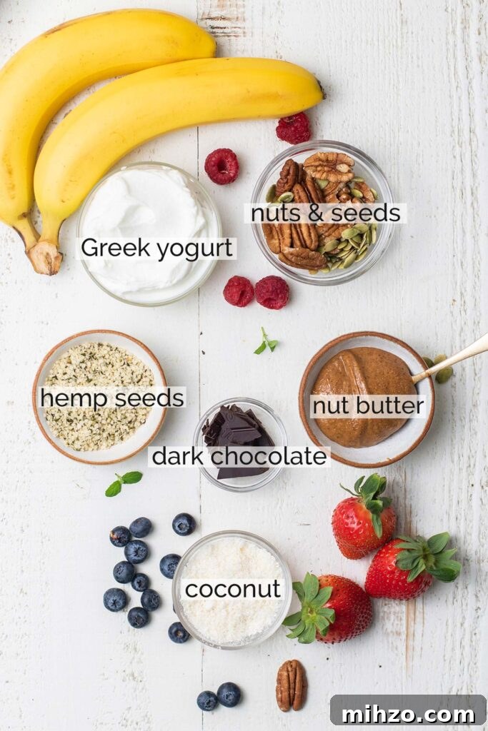 Decadent Chocolate Chia Pudding Recipe for Breakfast & Dessert 4 Topping suggestions for a chia seed breakfast bowl.
