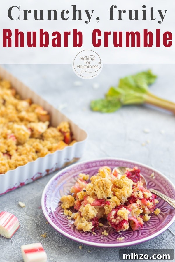 Classic Rhubarb Crumble Recipe with Crisp Maple Topping 7 Deliciously sweet, tart, fruity & crunchy: this crumble with rhubarb and oats results in pure spring fever!