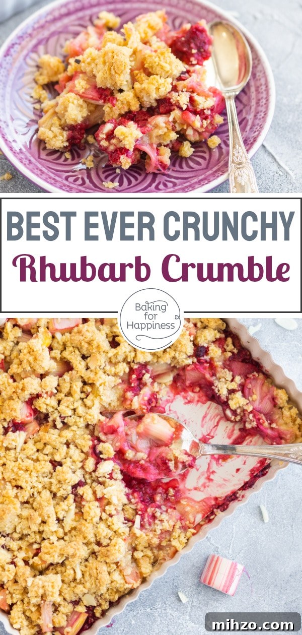 Classic Rhubarb Crumble Recipe with Crisp Maple Topping 9 Deliciously sweet, tart, fruity & crunchy: this crumble with rhubarb and oats results in pure spring fever!