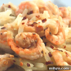 Kohlrabi linguine with garlic lemon butter shrimp