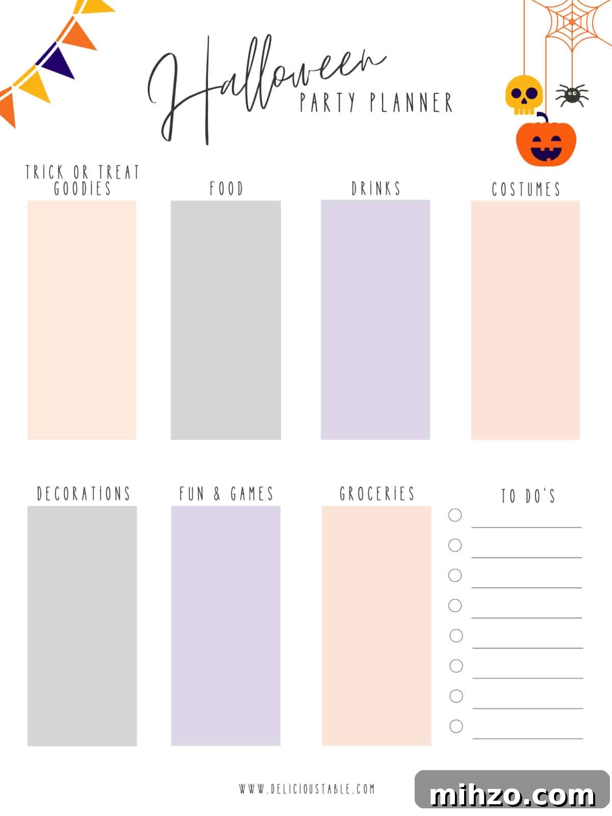 Black Widow Halloween Martini Recipe: Spooky Spider Cocktail 11 A two page Halloween planner to plan the best food and decorations for a Halloween party.