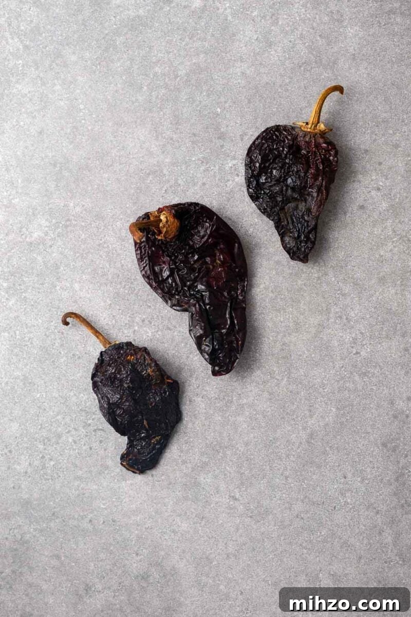 Dried ancho chiles.