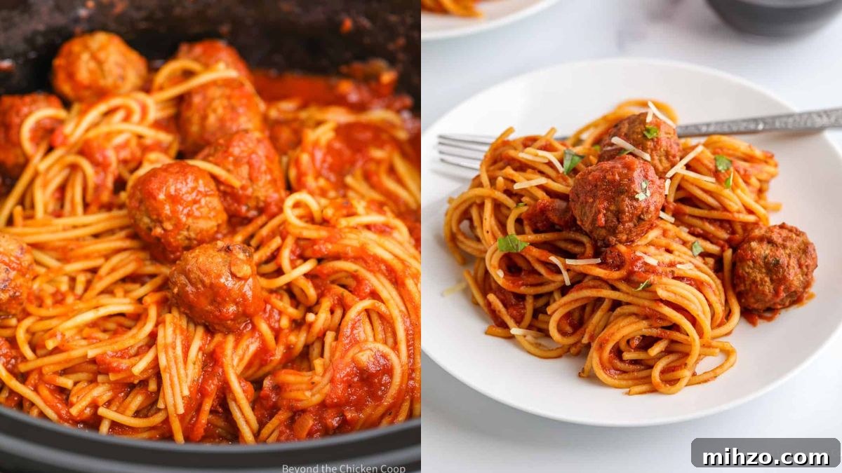 18 Mouthwatering Meatball Dinners to Enjoy Every Night 10 Crock pot spaghetti and meatballs