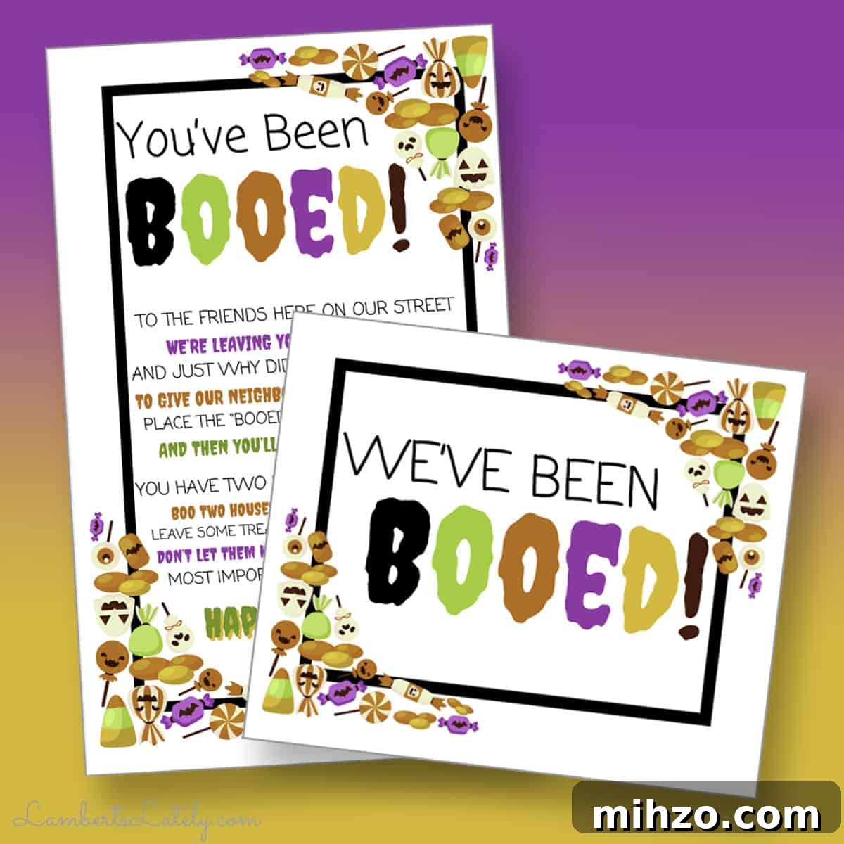 2 you've been booed printables with candy border.