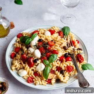 Close up shot of pasta salad