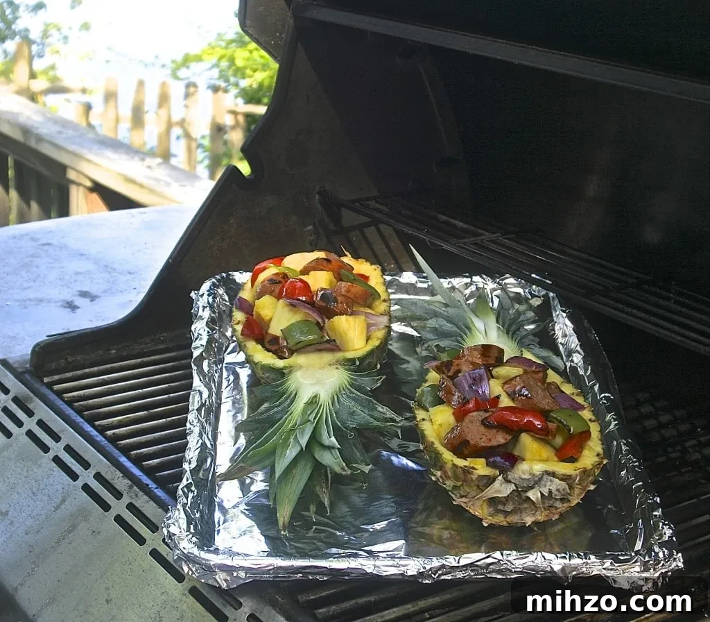 Grilled Stuffed Pineapple with Sausage, Peppers, Poppy Seed Sauce 4 IMG_6528