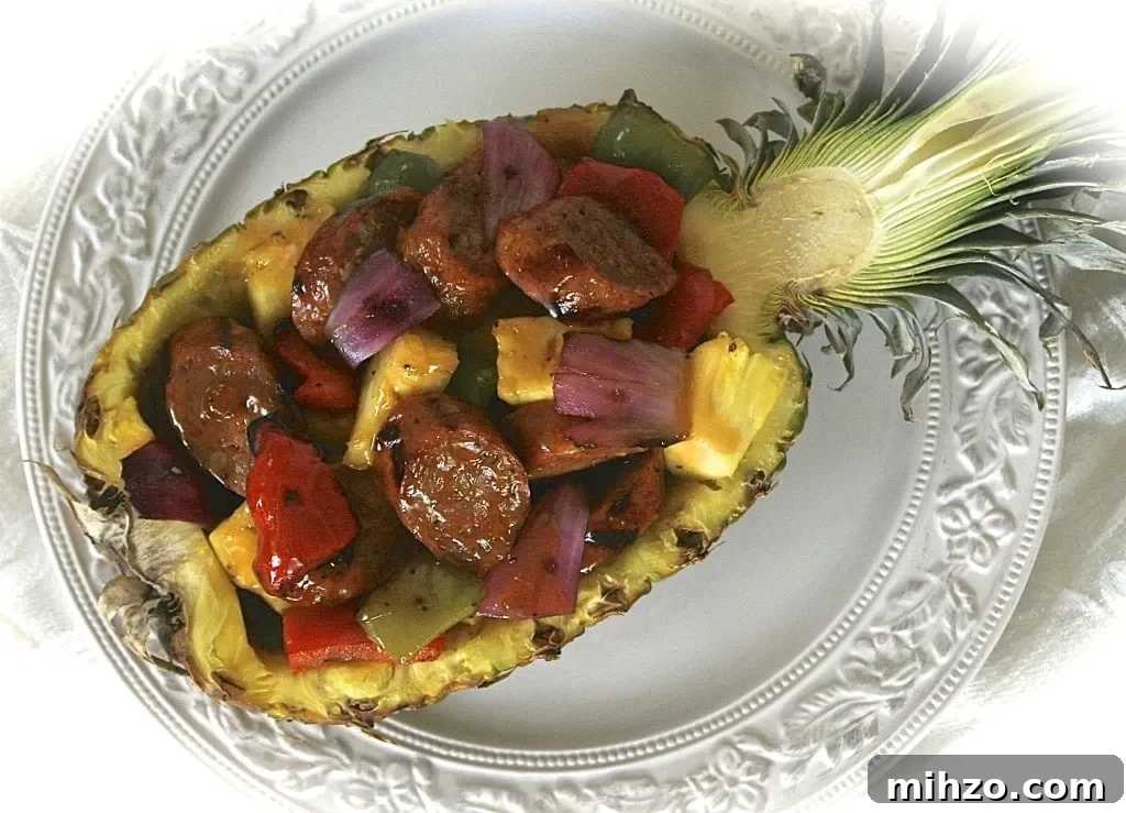 Grilled Stuffed Pineapple with Sausage, Peppers, Poppy Seed Sauce 5 IMG_6537