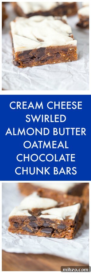 Cream Cheese Swirled Almond Butter Oatmeal Chocolate Chunk Bars 6 Cream Cheese Swirled Almond Butter Oatmeal Chocolate Chunk Bars