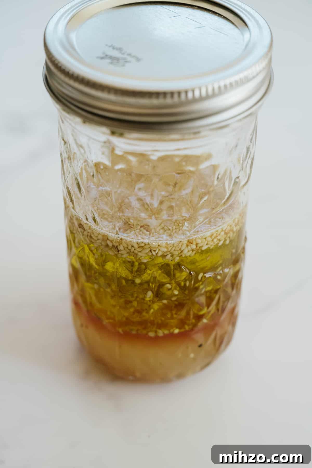 Grilled Carne Asada Steak Salad with Cilantro Lime Dressing 5 homemade red wine vinaigrette in a tall mason jar.