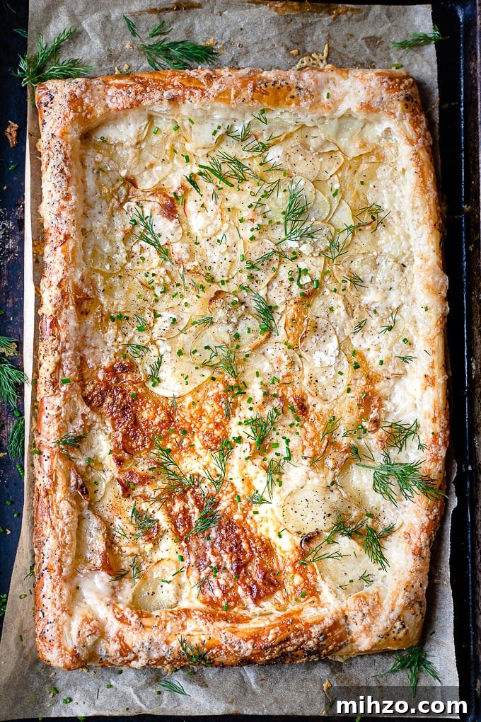 Crispy Potato and Cheese Puff Pastry Tart Recipe 2 Potato tart on puff pastry
