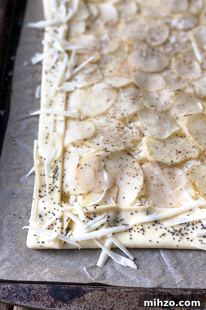 Crispy Potato and Cheese Puff Pastry Tart Recipe 4 Ingredients for potato tart
