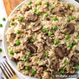 Creamy Instant Pot Mushroom and Pea Risotto 5 Instant Pot Mushroom Risotto with Peas