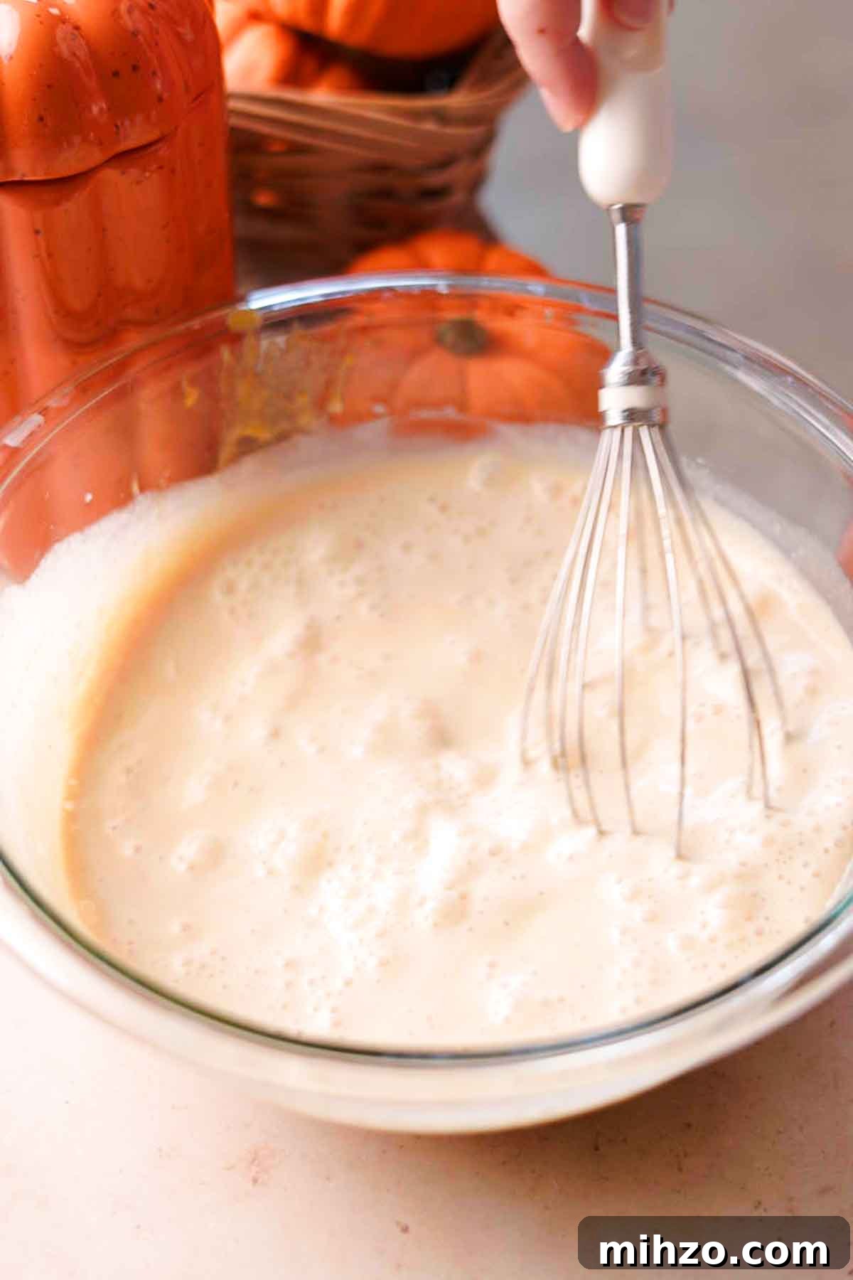 Pumpkin Crème Brûlée Recipe — Silky Fall Dessert Tutorial 6 whisking cream and milk into creme brulee
