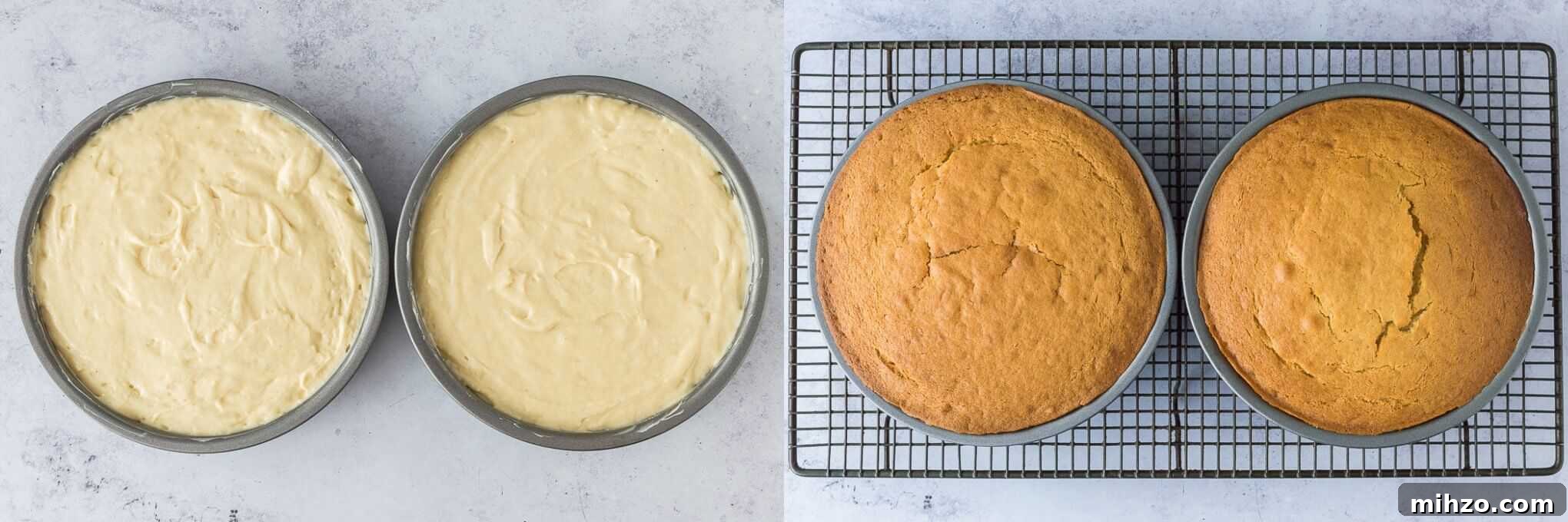 Vegan Victoria Sponge Cake Recipe for Light, Fluffy Layers 3 step 2 - baking the cakes