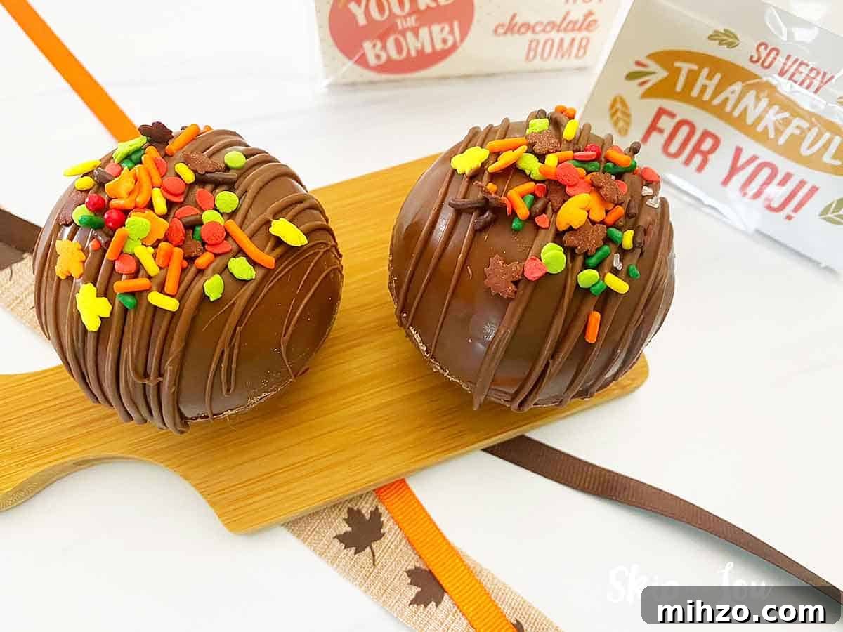 DIY Hot Cocoa Bombs with Free Printable Gift Tags 12 hot chocolate cocoa bombs with fall sprinkles