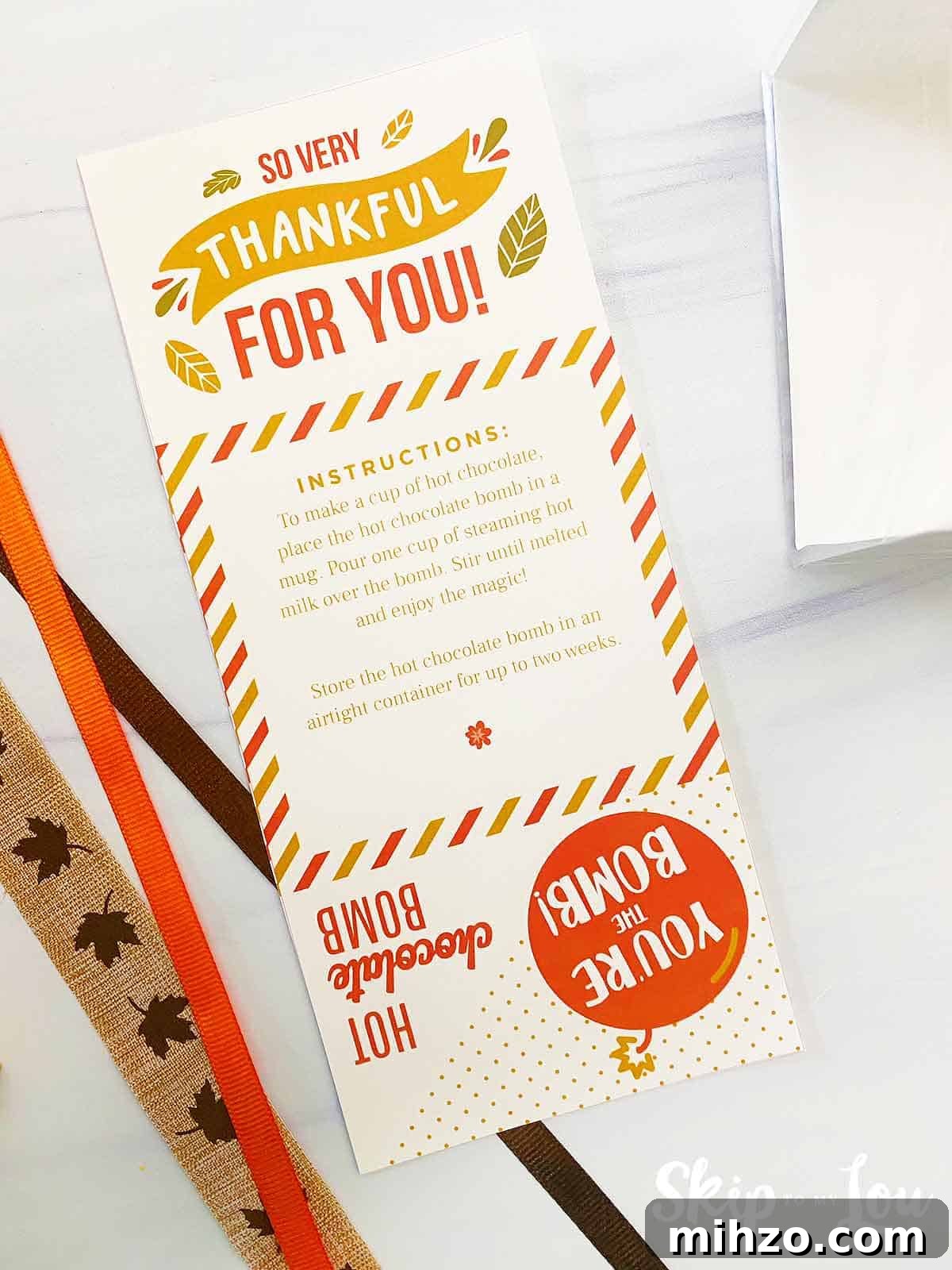 DIY Hot Cocoa Bombs with Free Printable Gift Tags 13 cocoa bomb free printable packaging so very thankful for you