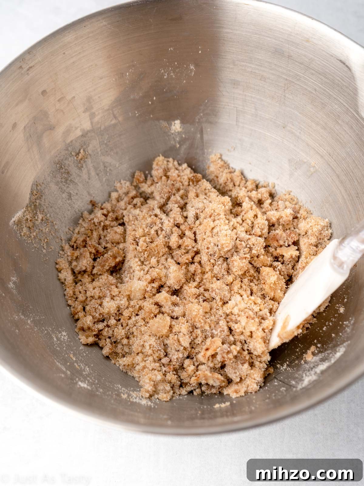 Eggless Coffee Cake with Cinnamon Streusel Topping 4 Streusel topping in a bowl.