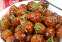 Dr Pepper-Glazed Meatballs with Sweet BBQ Sauce