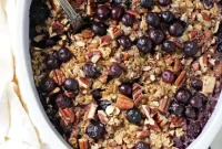 Baked Oatmeal with Blueberries and Apples