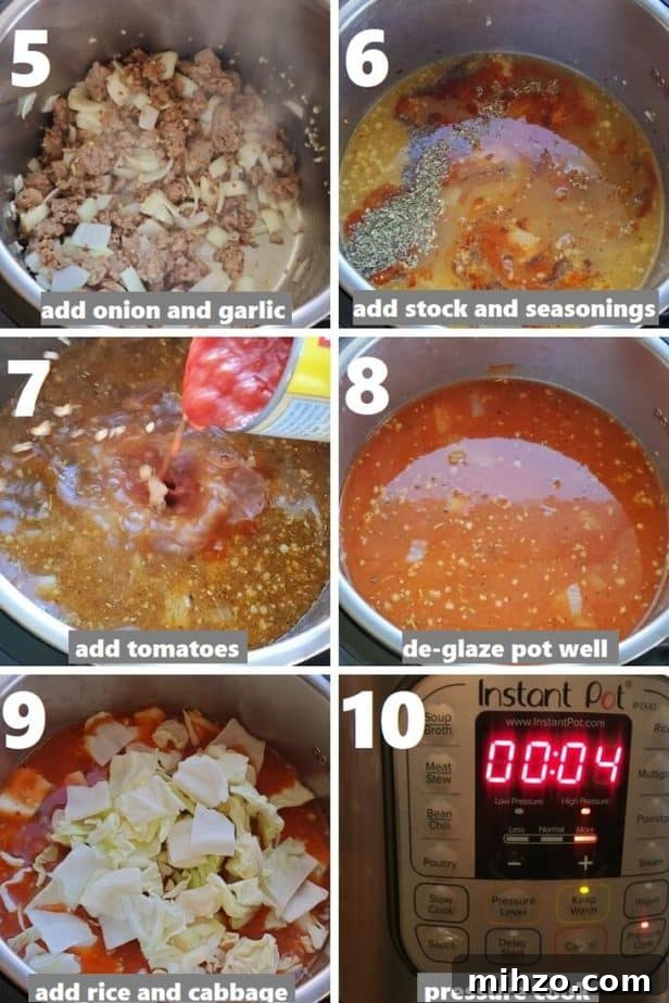 Instant Pot Unstuffed Cabbage Roll Soup Recipe 6 pressure cooking cabbage and sausage
