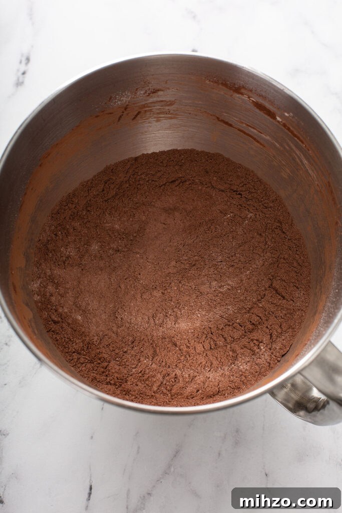 Classic Homemade Chocolate Cake Recipe 5 Dry ingredient mixture for chocolate cake.