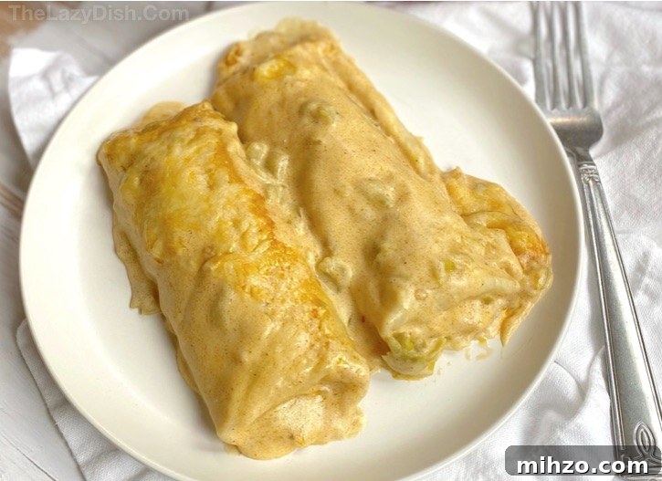 Creamy White Chicken Enchiladas Recipe 2 Easy Creamy White Chicken Enchiladas -- Made with rotisserie chicken! A quick and easy family dinner recipe. My picky kids love this simple weeknight meal!