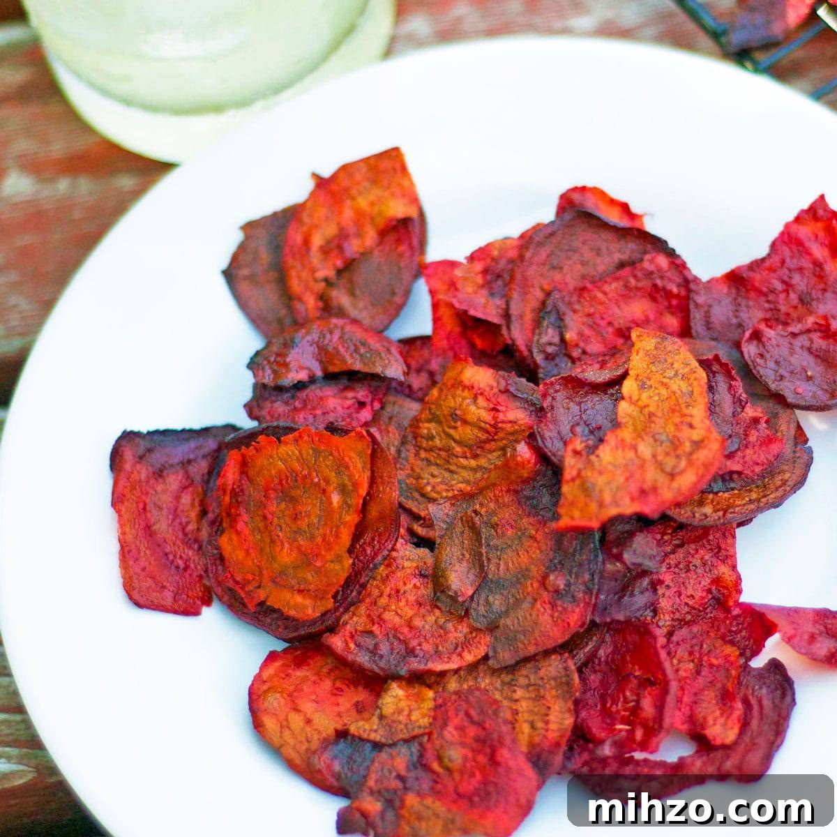 A plate of beet chips