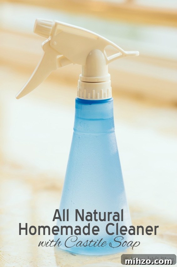 Say good-bye to expensive cleaners with this All Natural Homemade Cleaner with Castile Soap. It’s non-toxic, easy-to-make, effective, and costs pennies per bottle!
