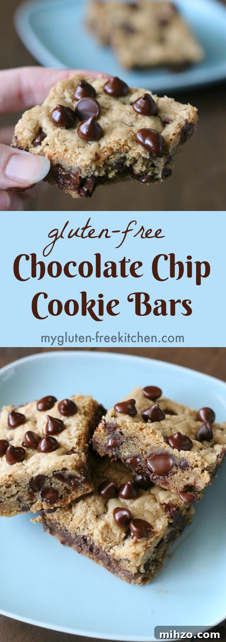 Gluten-free Chocolate Chip Cookie Bars recipe. Perfect lunchbox treat!