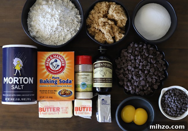 Ingredients for gluten-free chocolate chip cookie bars