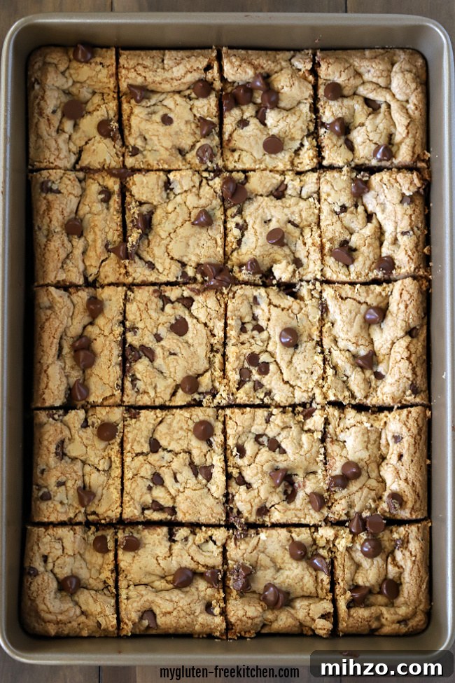 Gluten-free Chocolate Chip Cookie Bars sliced