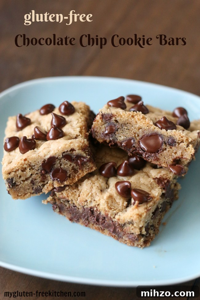 Gluten-free Chocolate Chip Cookie Bars recipe. My kids loved these for an after school snack!
