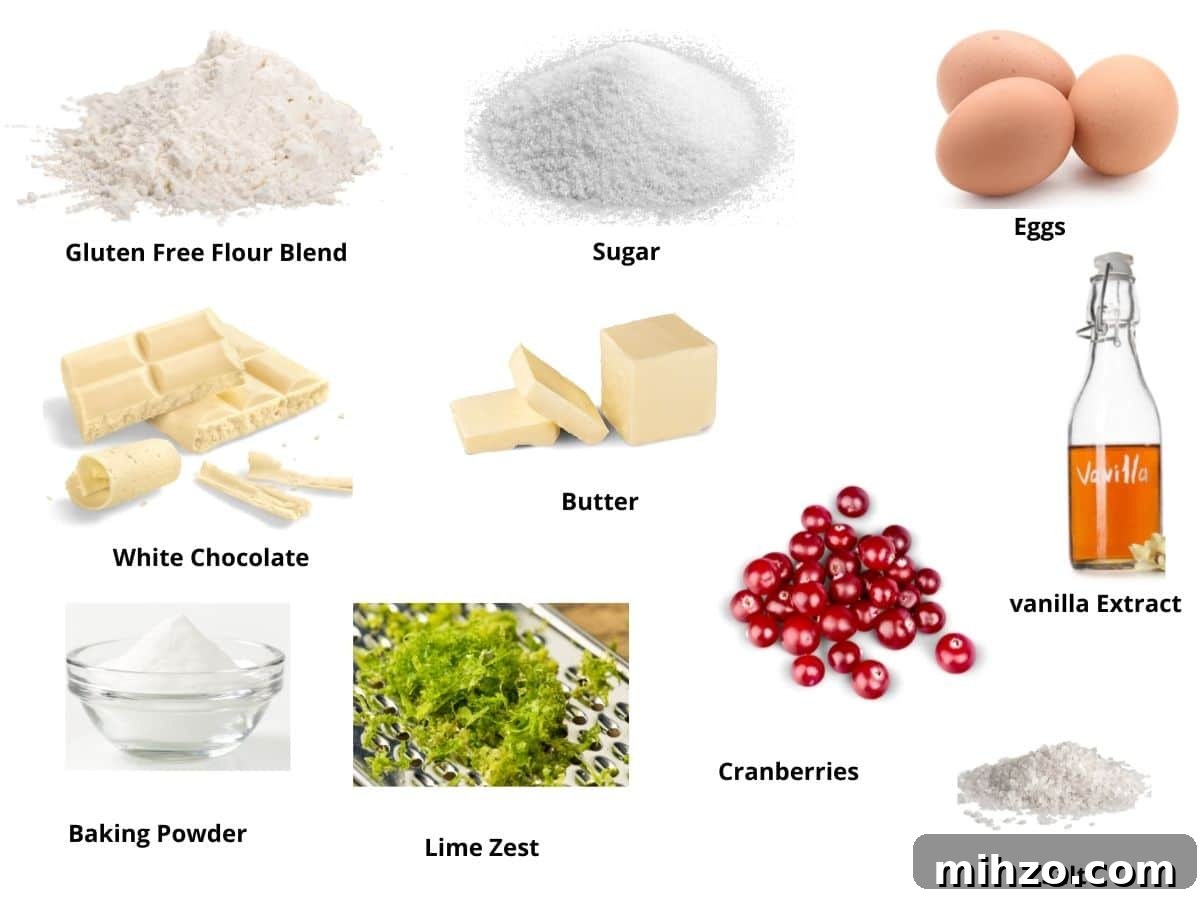 Gluten-Free Cranberry Pound Cake with Dairy-Free Option 4 Photos of the cranberry pound cake ingredients.