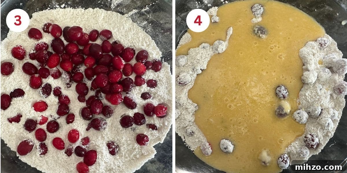 Gluten-Free Cranberry Pound Cake with Dairy-Free Option 6 Photos adding the cranberries to the flour mix and then pouring the wet ingredients in.