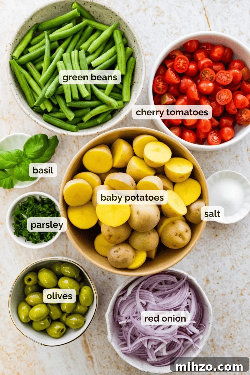 Italian Potato and Green Bean Salad Recipe 3 Recipe ingredients for Italian potato salad recipe.