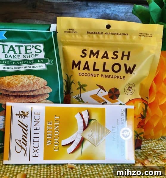 Tropical S'mores with Pineapple and Coconut 4 Photo of products needed for recipe