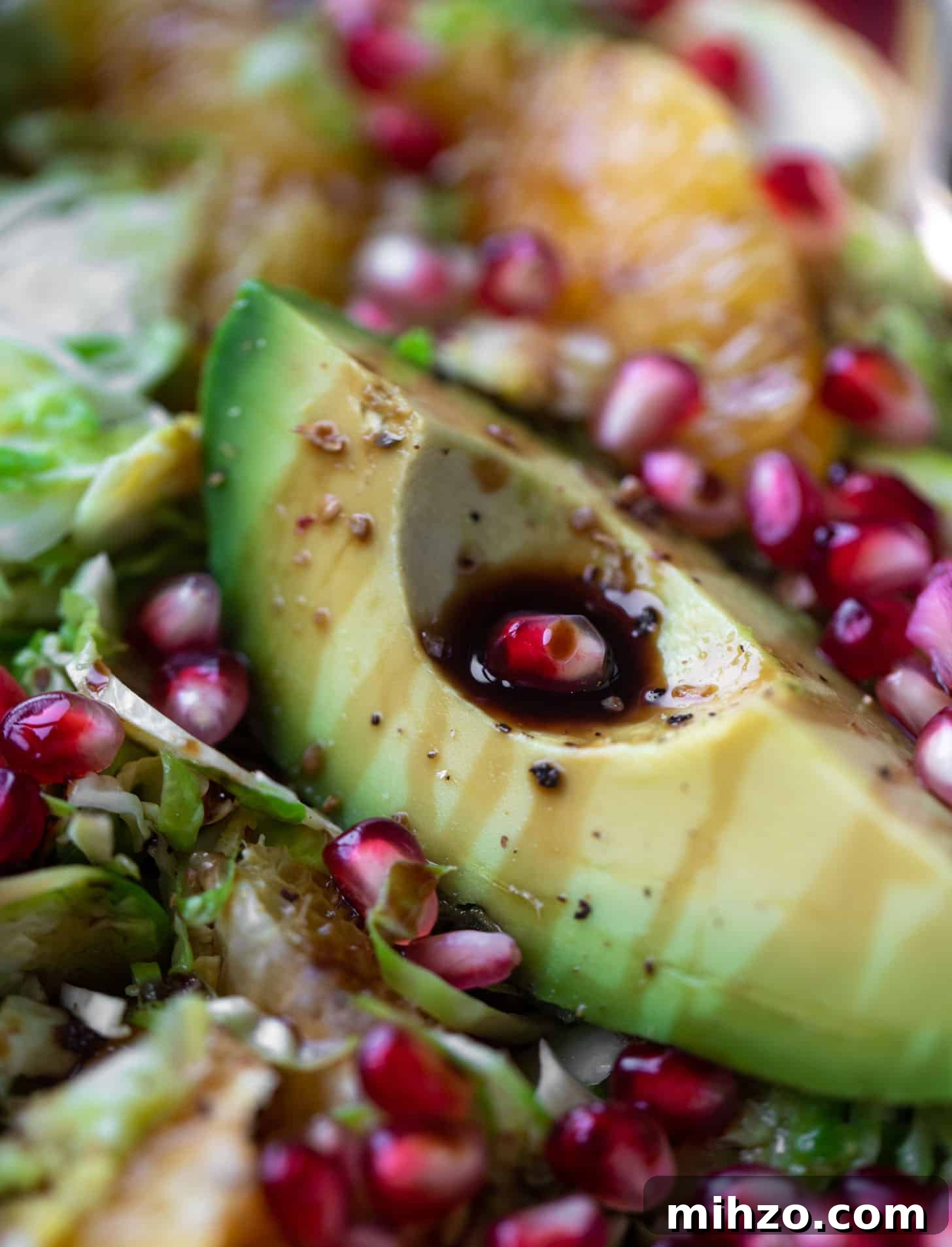 Citrus Brussels Sprouts Salad with Avocado & Pomegranate 11 shredded citrus brussels sprouts salad with avocado and pomegranate