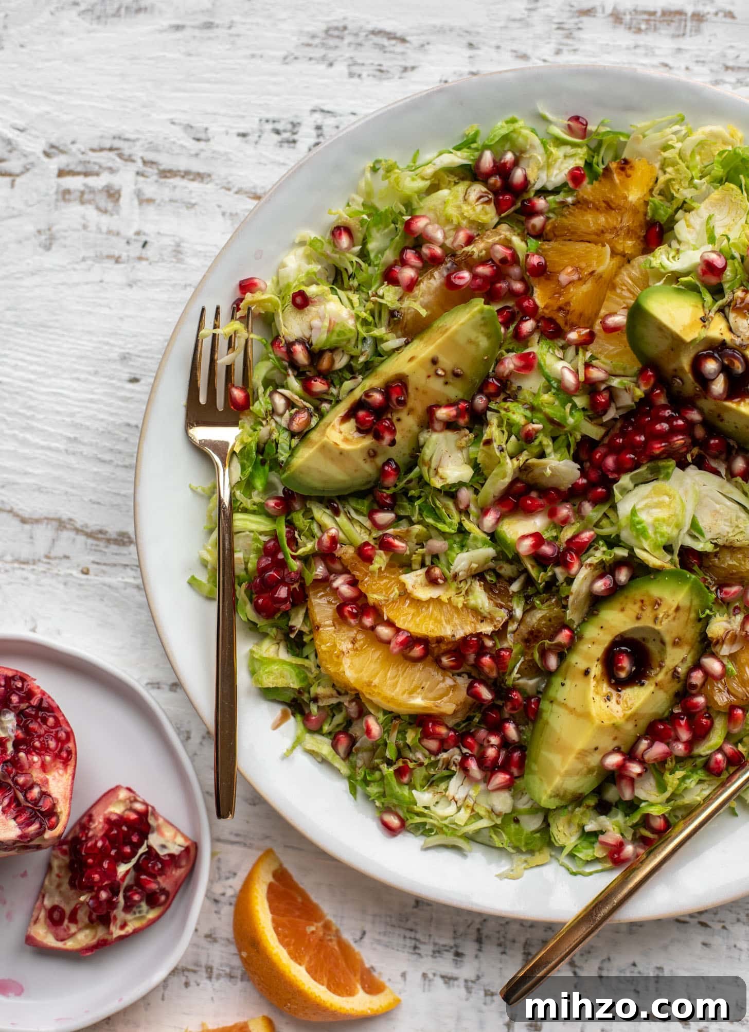 Citrus Brussels Sprouts Salad with Avocado & Pomegranate 9 shredded citrus brussels sprouts salad with avocado and pomegranate