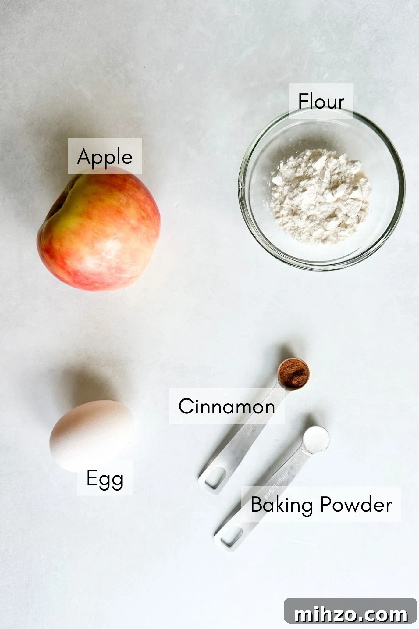 Ingredients to make apple fritters.
