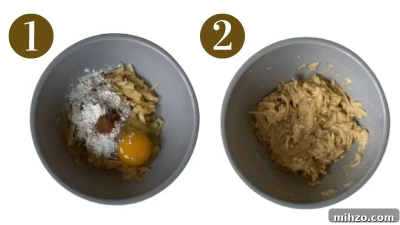 Steps to make apple fritters.