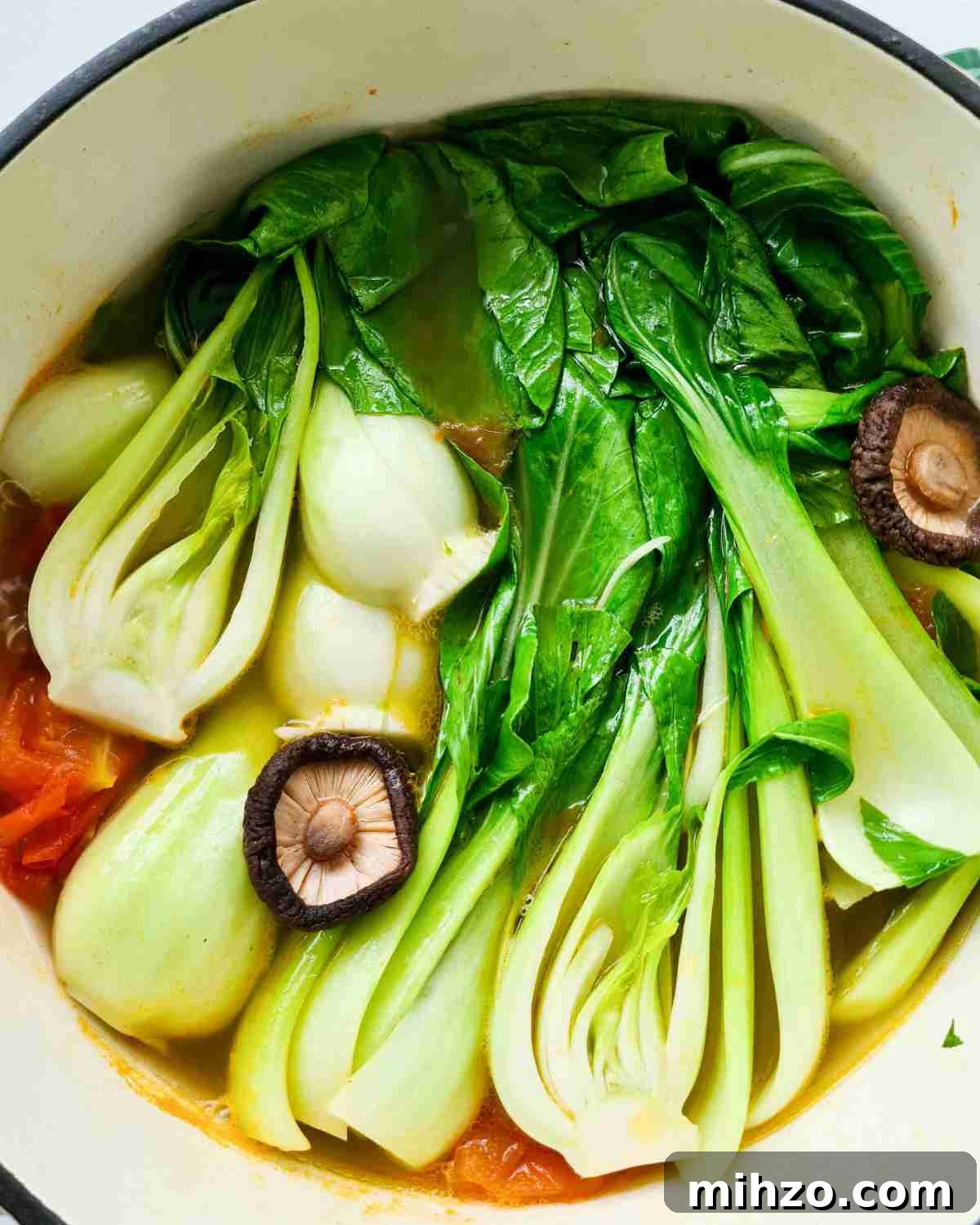 Ginger and Garlic Bok Choy Soup Recipe 3 Vegetables in a pot