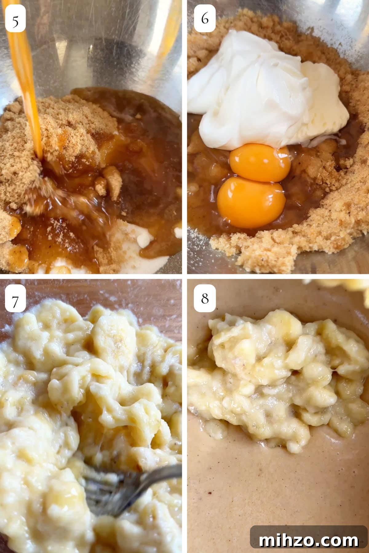 banana bread bars step by step.